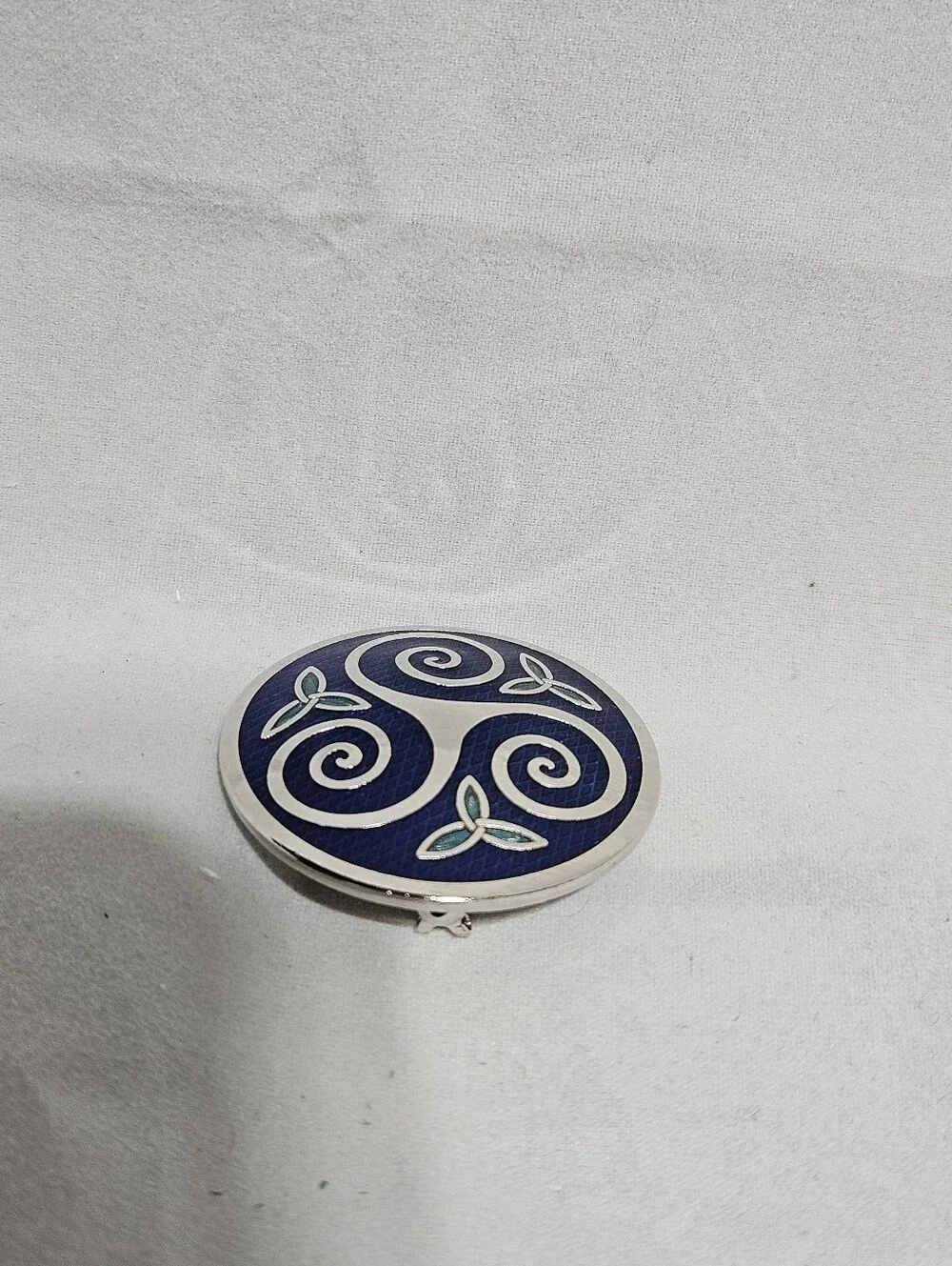 Sea Gems Celtic Lands Blue Enamel Triskele & Trinity Knot Brooch Vintage